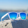 Dokly Unisex white frame blue lens Sunglasses Mirror Oculos Sun Glasses Gafas De Sol fashion Sunglasses Men and Women sunglasses