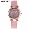 Dropshipping Women Romantic Starry Sky Wrist Watch Leather Rhinestone Designer Ladies Clock YOLAKO Brand Relogio Feminino