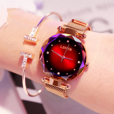 2019 Luxury Rose Gold Watches Women Bracelet Fashion Diamond Ladies Dress Starry Sky Magnetic Quartz Wristwatch relogio feminino