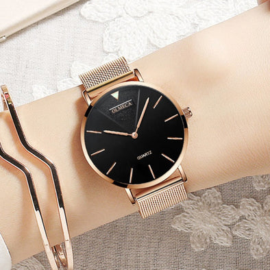 Fashion Ultra Thin Quartz Ladies Wrist Watches Luxury Brand Rose Gold Women Minimalist Watches Steel Mesh Waterproof Girls Clock