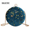 2019Starry sky Circular Fashion Suede Shoulder Bag Chain belt Women's Crossbody Messenger Bags Ladies Purse Female Round Handbag