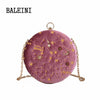 2019Starry sky Circular Fashion Suede Shoulder Bag Chain belt Women's Crossbody Messenger Bags Ladies Purse Female Round Handbag