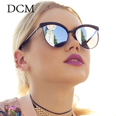 DCM Newest Cat Eye Sunglasses Women Fashion Brand Designer Mirror Lens Cateye Sun Glasses For Female UV400